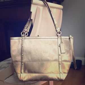 COACH Gold tote in excellent pre-loved condition